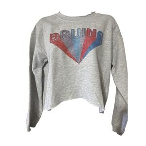 Mamie Ruth Graphic‎ Sweatshirt Juniors Size S Cropped Light Grey Bruins Pullover